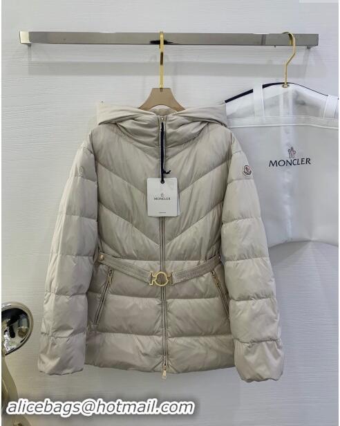 Unique Discount Moncler Down Jacket with Belt M112919 Beige 2024