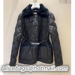 Big Discount Moncler Quilted Down Jacket with Belt M1203 Black 2024