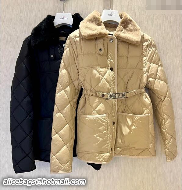 Big Discount Moncler Quilted Down Jacket with Belt M1203 Black 2024