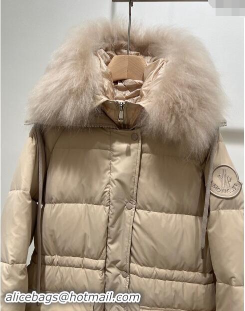 Shop Grade Moncler Ruvuma Long Down Jacket 1203 Light Beige 2024