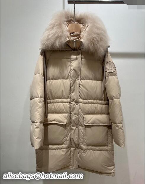 Shop Grade Moncler Ruvuma Long Down Jacket 1203 Light Beige 2024