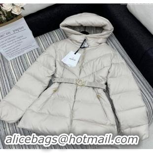 Best Price Moncler Belt Long Down Jacket 1203 Light Grey 2024