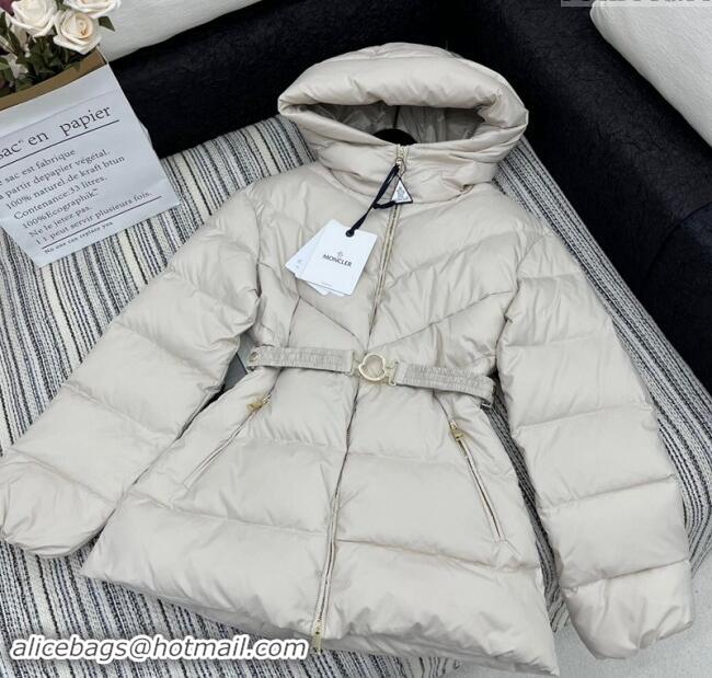 Best Price Moncler Belt Long Down Jacket 1203 Light Grey 2024