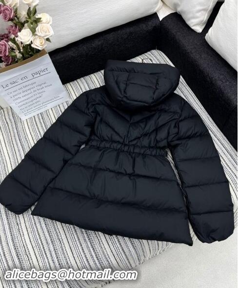 Famous Brand Moncler Belt Long Down Jacket 1203 Black 2024