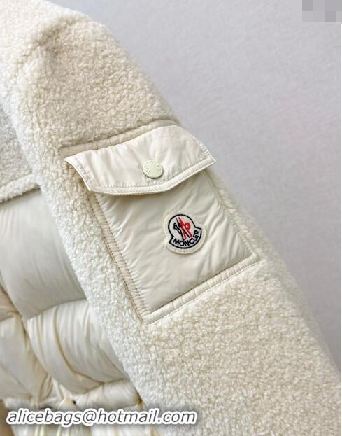 Best Price Moncler Shearling Down Jacket M1203 White 2024