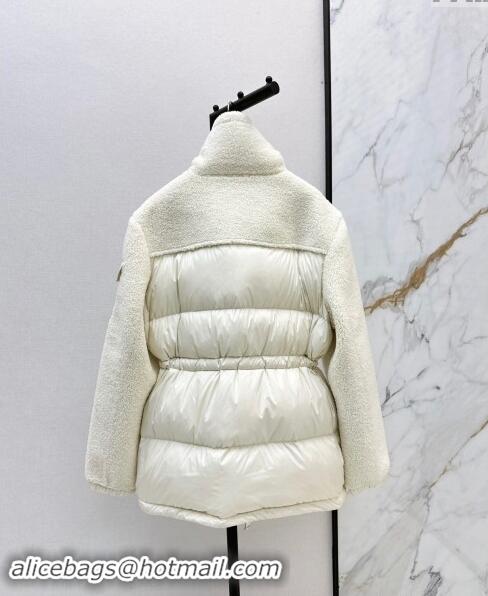 Best Price Moncler Shearling Down Jacket M1203 White 2024