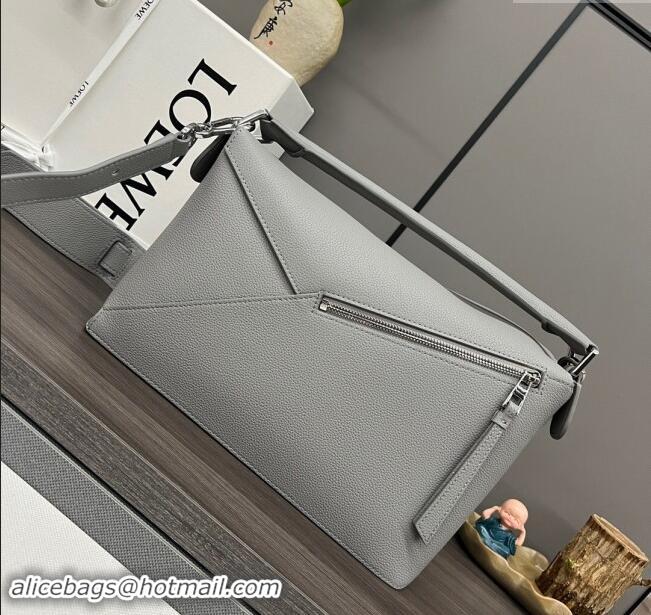 Super Quality Loewe Puzzle Medium Bag in Litchi-Grained Calfskin 062329 Grey 2024