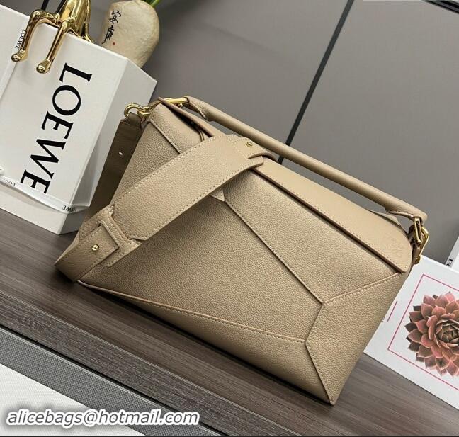 Well Crafted Loewe Puzzle Medium Bag in Litchi-Grained Calfskin 062329 Sand 2024