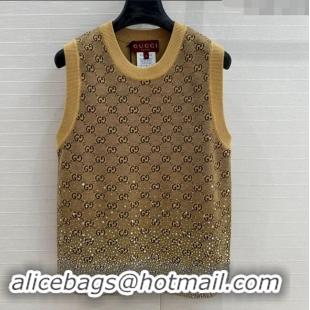 Well Crafted Gucci GG Knit Vest with Strass G1202 Yellow 2024