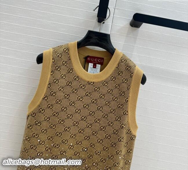 Well Crafted Gucci GG Knit Vest with Strass G1202 Yellow 2024