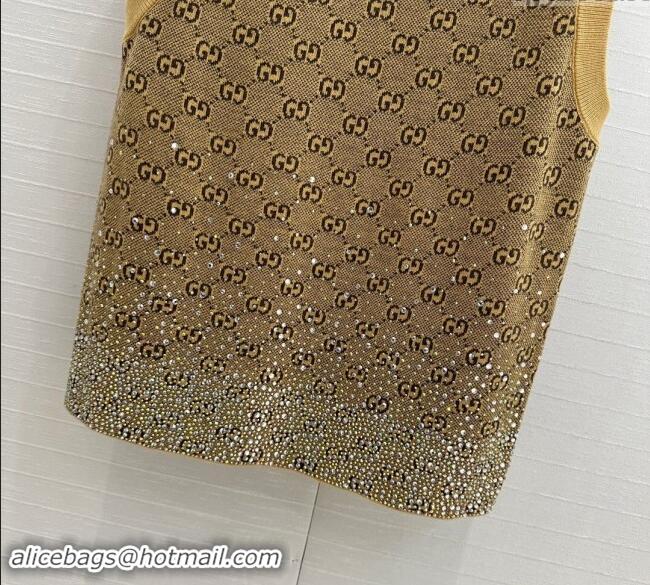 Well Crafted Gucci GG Knit Vest with Strass G1202 Yellow 2024