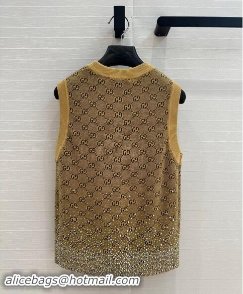 Well Crafted Gucci GG Knit Vest with Strass G1202 Yellow 2024