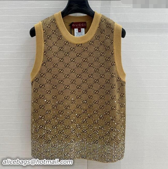 Well Crafted Gucci GG Knit Vest with Strass G1202 Yellow 2024