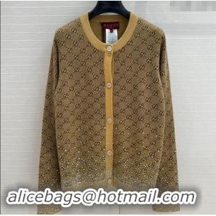 Top Quality Gucci GG Knit Cardigans with Strass G1202 Yellow 2024