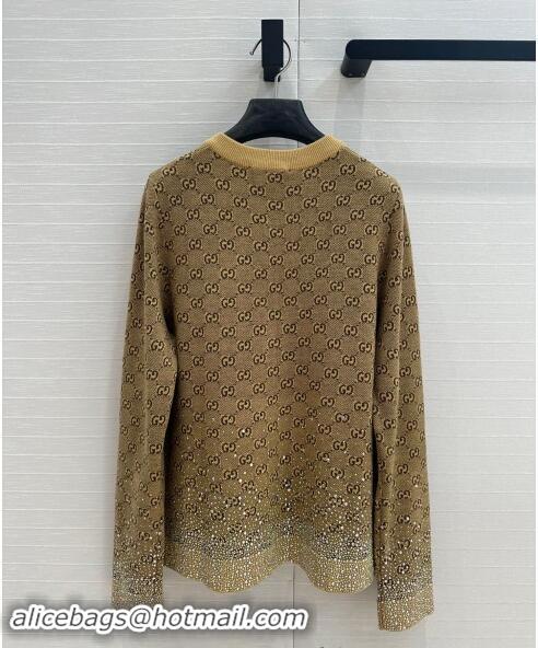 Top Quality Gucci GG Knit Cardigans with Strass G1202 Yellow 2024