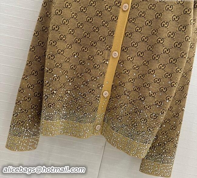 Top Quality Gucci GG Knit Cardigans with Strass G1202 Yellow 2024