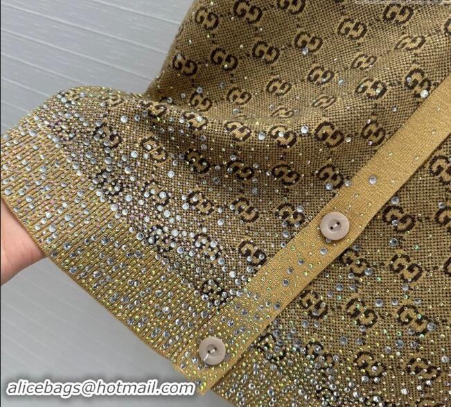 Top Quality Gucci GG Knit Cardigans with Strass G1202 Yellow 2024