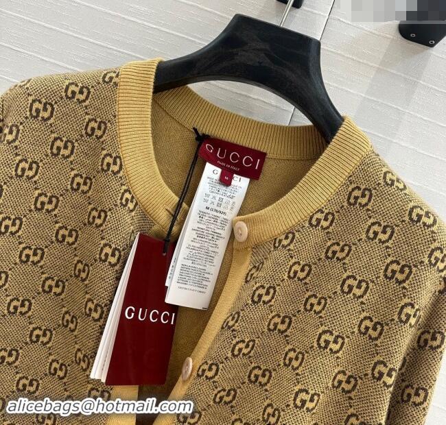 Top Quality Gucci GG Knit Cardigans with Strass G1202 Yellow 2024