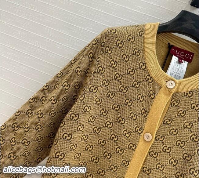 Top Quality Gucci GG Knit Cardigans with Strass G1202 Yellow 2024