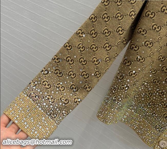 Top Quality Gucci GG Knit Cardigans with Strass G1202 Yellow 2024