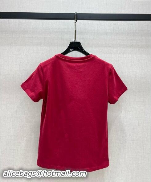 ​Top Grade Gucci Cotton T-Shirt with Strass 1203 Red 2024