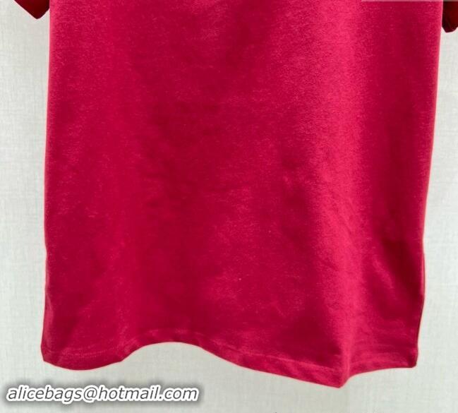 ​Top Grade Gucci Cotton T-Shirt with Strass 1203 Red 2024