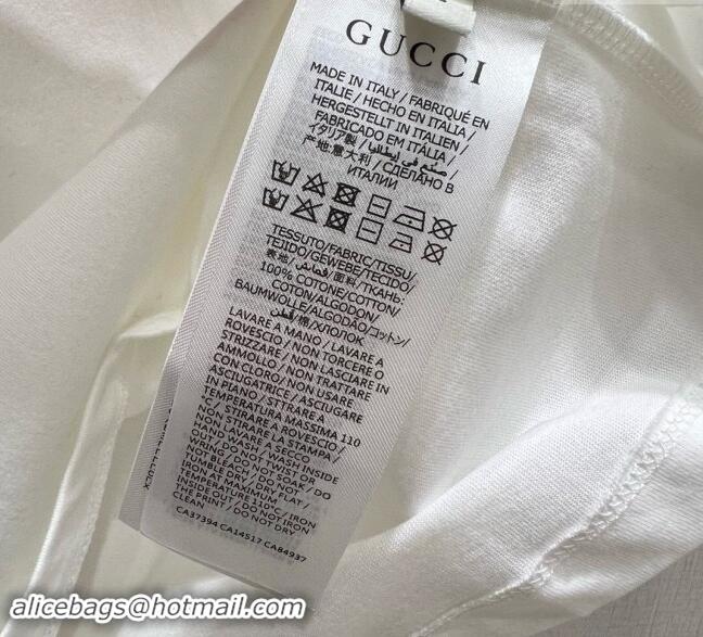 Grade Quality Gucci Cotton T-Shirt with Strass 1203 White 2024