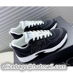 Stylish Chanel Cotton Sneakers White2/Black 120120