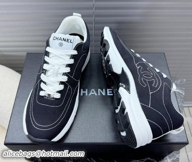 Stylish Chanel Cotton Sneakers White2/Black 120120