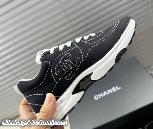 Stylish Chanel Cotton Sneakers White2/Black 120120