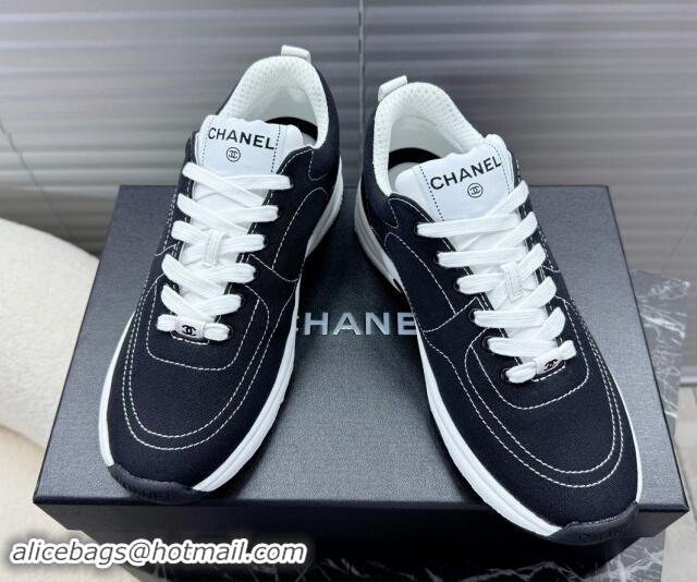 Stylish Chanel Cotton Sneakers White2/Black 120120