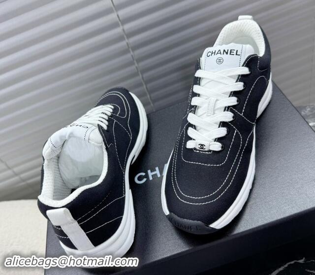 Stylish Chanel Cotton Sneakers White2/Black 120120