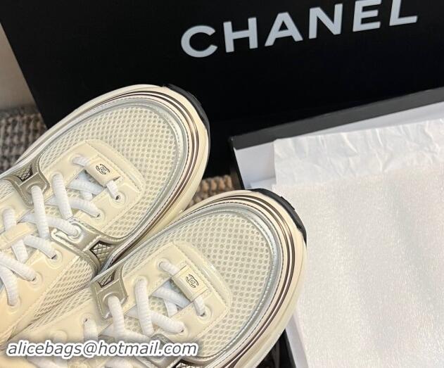 Sumptuous Chanel Mesh & Calfskin Sneakers G39792 White 120121