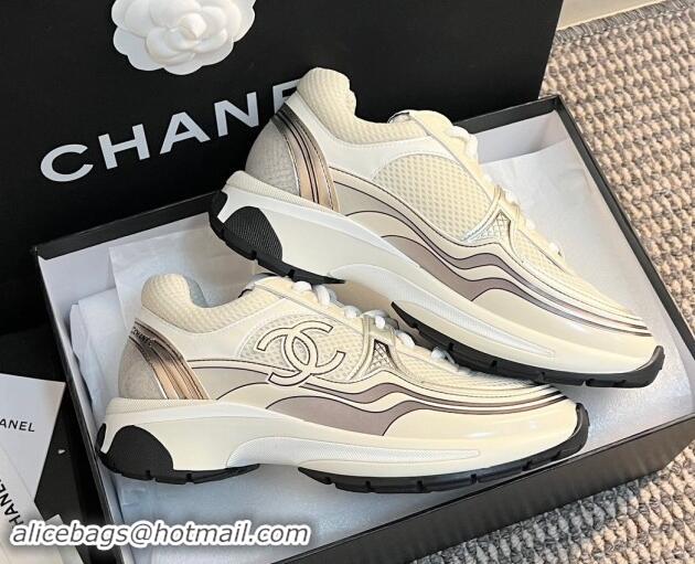 Sumptuous Chanel Mesh & Calfskin Sneakers G39792 White 120121