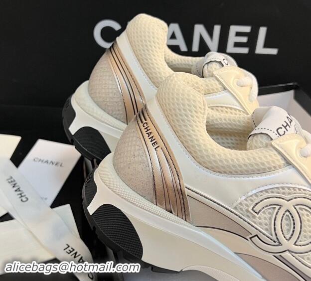 Sumptuous Chanel Mesh & Calfskin Sneakers G39792 White 120121