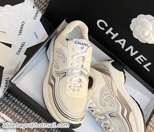 Sumptuous Chanel Mesh & Calfskin Sneakers G39792 White 120121