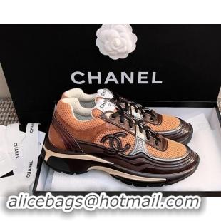 Perfect Chanel Mesh & Calfskin Sneakers G39792 Orange 120122