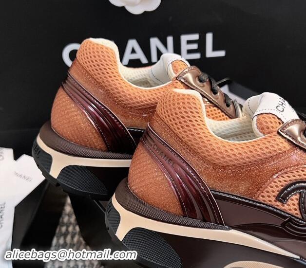 Perfect Chanel Mesh & Calfskin Sneakers G39792 Orange 120122