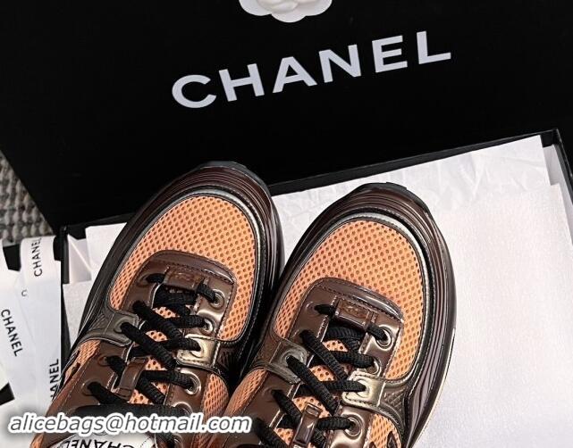 Perfect Chanel Mesh & Calfskin Sneakers G39792 Orange 120122