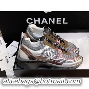 Good Quality Chanel Mesh & Calfskin Sneakers G39792 Khaki 1120124