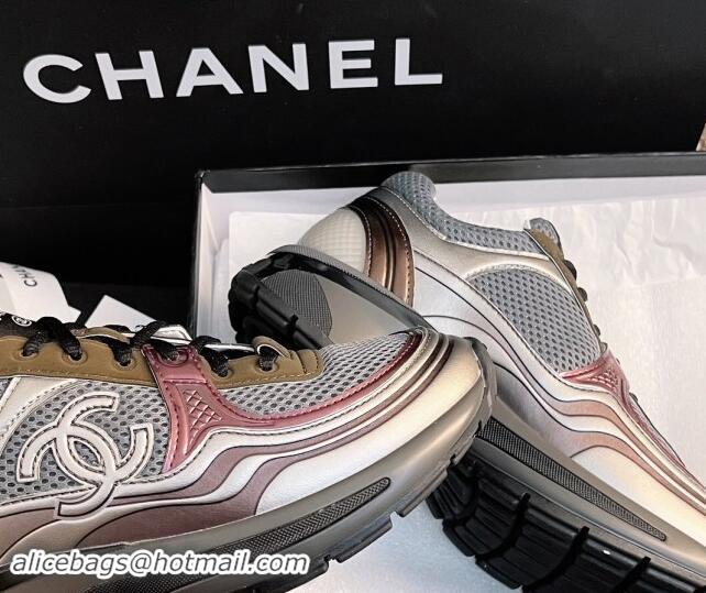 Good Quality Chanel Mesh & Calfskin Sneakers G39792 Khaki 1120124