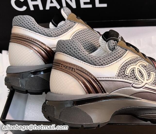 Good Quality Chanel Mesh & Calfskin Sneakers G39792 Khaki 1120124