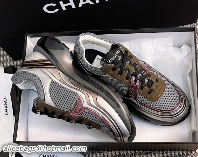 Good Quality Chanel Mesh & Calfskin Sneakers G39792 Khaki 1120124