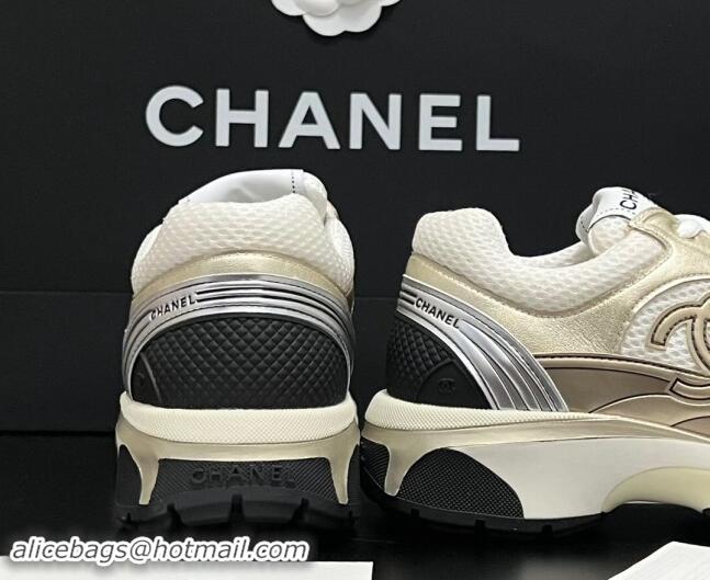 Duplicate Chanel Mesh & Calfskin Sneakers G39792 Gold-Tone 1120129