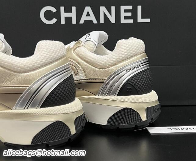 Duplicate Chanel Mesh & Calfskin Sneakers G39792 Gold-Tone 1120129