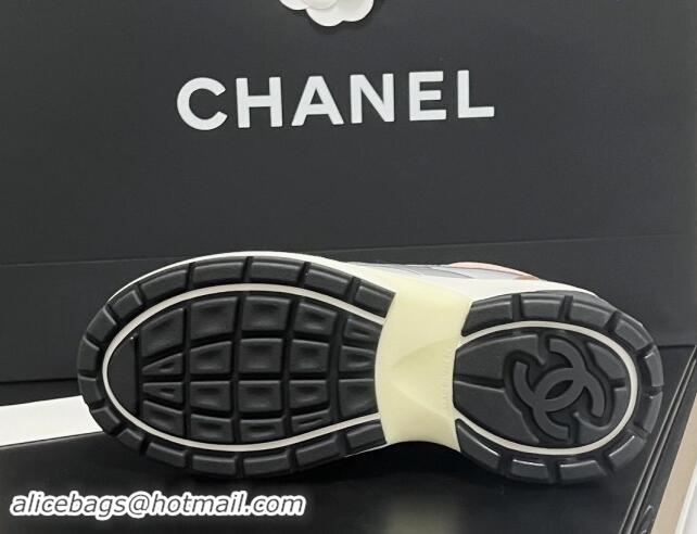 Popular Style Chanel Mesh & Calfskin Sneakers G39792 Silver/Pink 120130