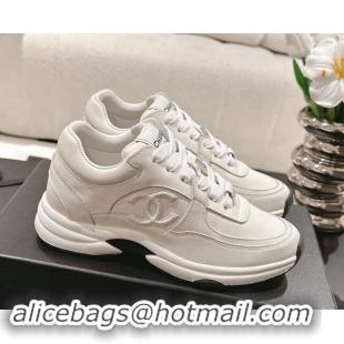 Grade Quality Chanel Calfskin Sneakers White Leather G46086 1120131