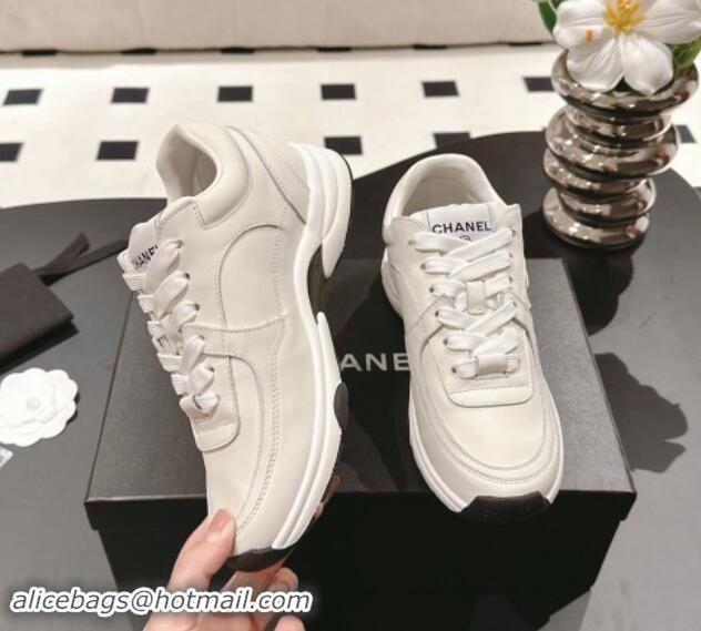 Grade Quality Chanel Calfskin Sneakers White Leather G46086 1120131