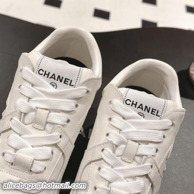 Grade Quality Chanel Calfskin Sneakers White Leather G46086 1120131