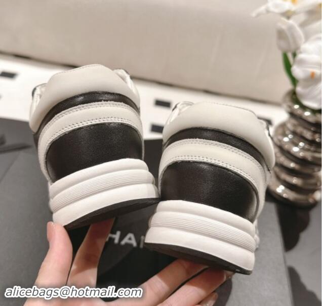 Fashion Chanel Calfskin Sneakers White/Black 1120132